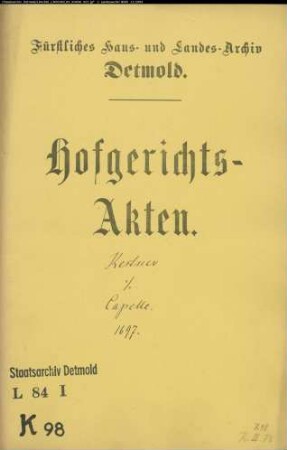Kestner, Hofgerichtssekretär gegen Hofgerichtssekretär David Hermann Capelles Witwe - Schuldforderung