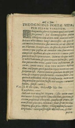 Theognidis Poetae Vita, Per Eliam Vinetum.