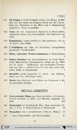 Metallarbeiten (Nr. 439-456)