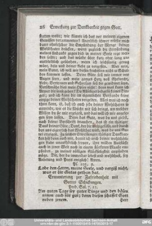 Ermunterung zur Zufriedenheit mit Gottes Schickungen.
