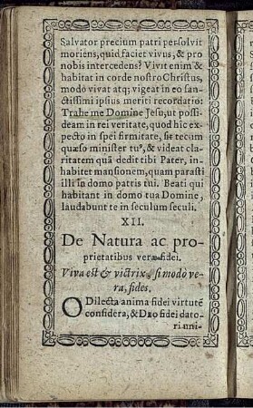 XII. De Natura ac proprietatibus verae fidei