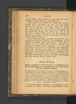 Neunte Vorlesung. Prüfung verschiedener neuer Methoden...auf das menschliche Leben passenden Methode.