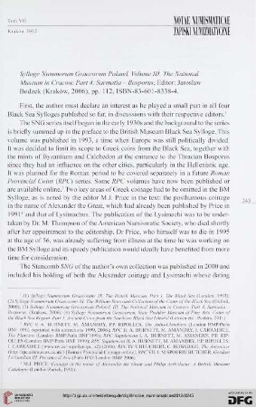 7: [Rezension von: Bodzek, Jaroslaw (Hrsg.), Sylloge Nummorum Graecorum Poland, vol. 3, The National Museum in Cracow, pt. 4. Sarmatia - Bosporus]