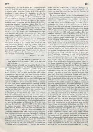 197-200 [Rezension] Fellerer, Karl Gustav, Das deutsche Kirchenlied im Ausland