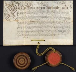 Aufnahmeurkunde Kaspar von Stielers von 1668 in die Fruchtbringende Gesellschaft ("Einnehmungs-Brieff" des Caspar Stieler)