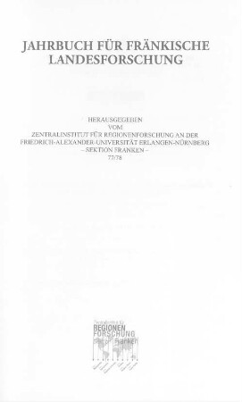 Jahrbuch für fränkische Landesforschung. 77/78. 2019