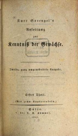Kurt Sprengel's Anleitung zur Kenntniß der Gewächse, 1
