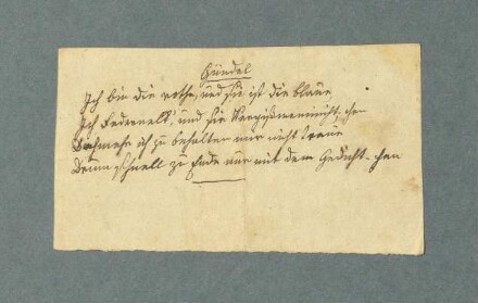 Hildel, Blumen, Blumen immer nur!; Gundel, Ich bin die rothe,
                              und sie ist die blaue, [Rollengedicht für Hildegard und Hildegunde von
                              Laßberg zum Geburtstag ihrer Mutter Jenny von Laßberg am 02.06.1842
                              oder 1844], Reinschrift