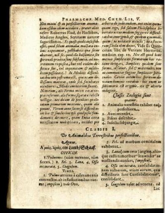 Classis I. De Animalibus Terrestribus perfectioribus