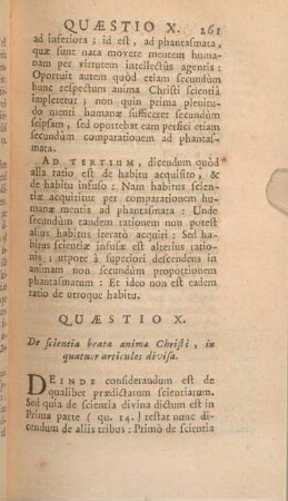 Quaestio X. De scientia beata animae Christi, in quatuor articulos divisa.