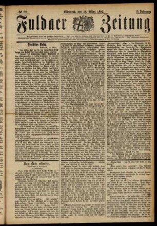 Ausgabe vom Mittwoch, den 16. März 1892.
