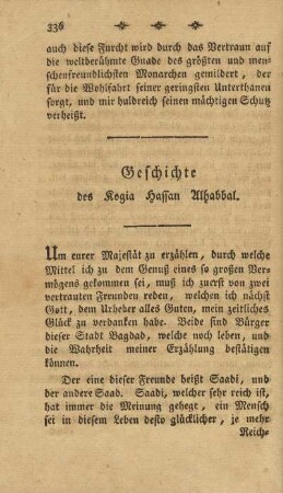 Geschichte des Kogia Hassan Alhabbal.