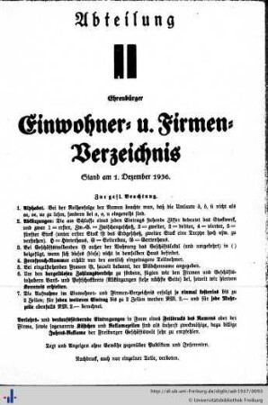 Abteilung II. Einwohner- und Firmenverzeichnis.