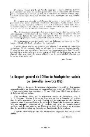 530, Le Rapport général de l'Office de Réadaption sociale de Bruxelles (exercice 1963)