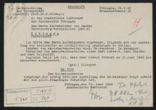 Leibniz-Kolleg an Akadem. Rektoramt. 24.6.1948