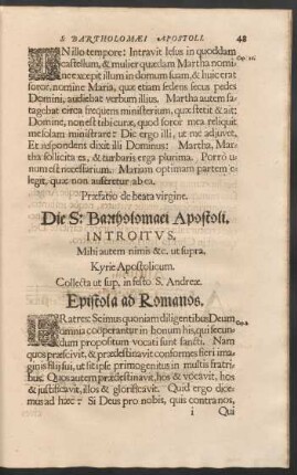 Die S: Bartholomaei Apostoli.