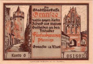 Notgeld der Stadt Gransee