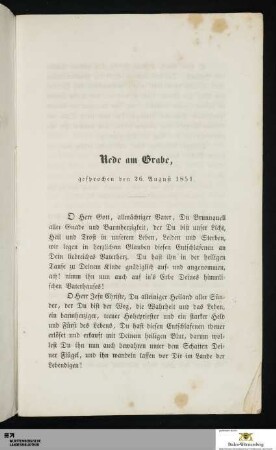 Rede am Grabe, gesprochen den 26. August 1851