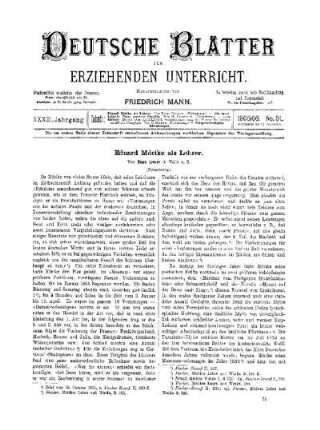 Eduard Mörike als Lehrer : (Fortsetzung)