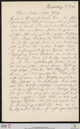 Heid. Hs. 3484,765: Brief von Eberhard Gothein an Marie Luise Gothein