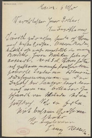 Brief an B. Schott's Söhne : 10.07.1896