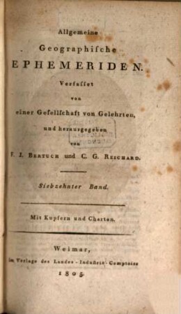 Allgemeine geographische Ephemeriden. 17. 1805