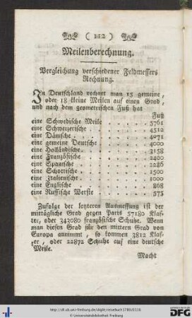 Meilenberechnung; Zahlung der Postillons-, Trink- und Schmiergelder.