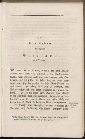 Das Leben des Malers Girolamo aus Treviso.
