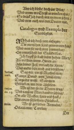 Catalogus und Exempla der Sterbligkeit.