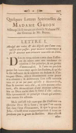 Quelques Lettres Spirituelles de Madame Guion telles qu'ils Se trouvent dans le Volume IV. des Oeuvres de Mr. Bertot.