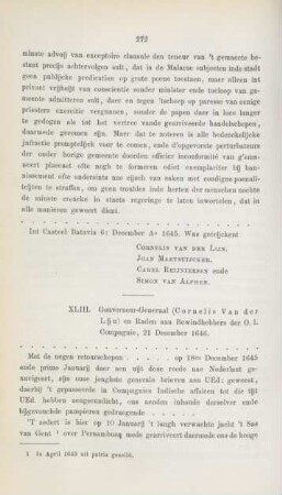 XLIII. Gouverneur-Generaal (Cornelis Van der Lijn) en Raden ..., 21 December 1646