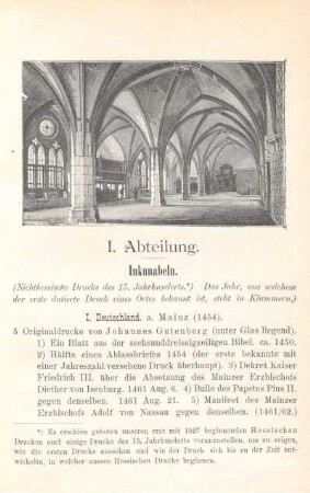 I. Abteilung. Inkunabeln.