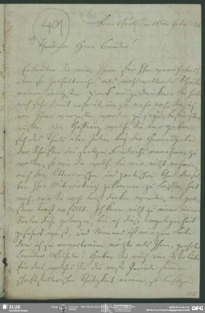 Eigenh. Brief von Dorothea von Schlegel an August Wilhelm von Schlegel, Frankfurt am Main, 18.02.1835