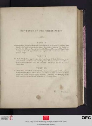 Contents of the three parts