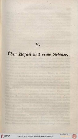 V. Über Rafael und seine Schüler