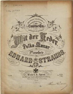 Mit der Feder : Polka-Mazur für Pianoforte ; op. 69