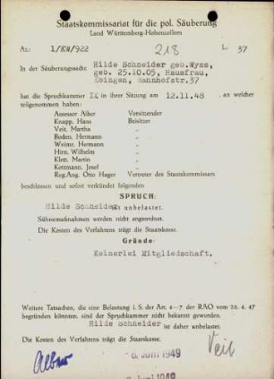 Schneider, Hilde, geb. Wyss