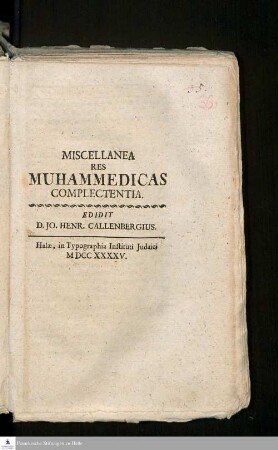 Miscellanea Res Muhammedicas Complectentia