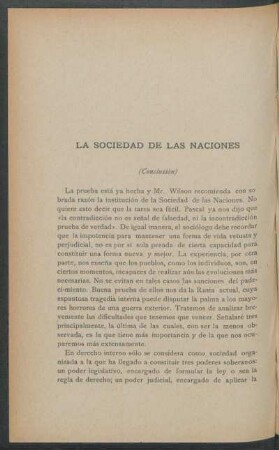 La sociedad de las naciones - (Conclusión)