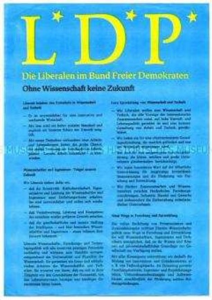 Flugblatt der LDP zur Wissenschafts-, Forschungs- und Technologiepolitik
