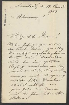 Brief an B. Schott's Söhne : 14.04.1903