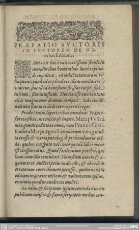 Praefatio Auctoris Ad Lectorem De Nova Hac Editione