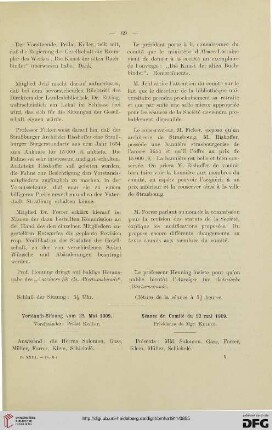 Vorstands- Sitzung vom 12. Mai 1909 / Séance du Comité du 12 mai 1909