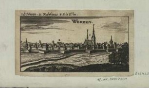 Ansicht von Werben (Elbe), Stich, um 1700? : Werben. - [S.l.] , [um 1700?]. - 1 Kunstbl. : Stich ; 11 x 6 cm