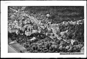 Bad Schandau, Stadtkern mit Markt und Kirche, Luftbild