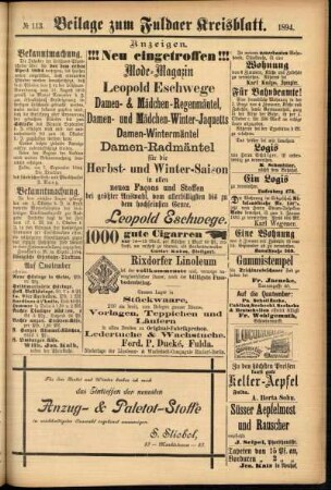 Zweite Ausgabe vom Samstag, den 22. September 1894.