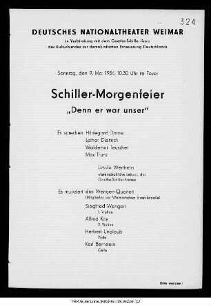 Schiller-Morgenfeier "Denn er war unser"