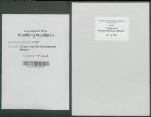 Register über Zugang und Abgang an Vieh des Amtshauses Hausberge