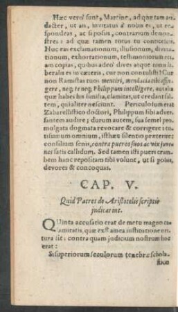 Cap. V. Quid Patres de Aristotelis scriptis iudicarint.