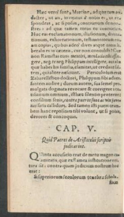 Cap. V. Quid Patres de Aristotelis scriptis iudicarint.